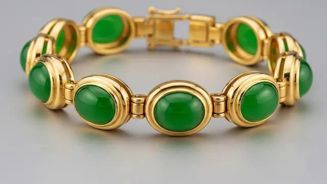 Gelang Emas Giok Hijau Klasik