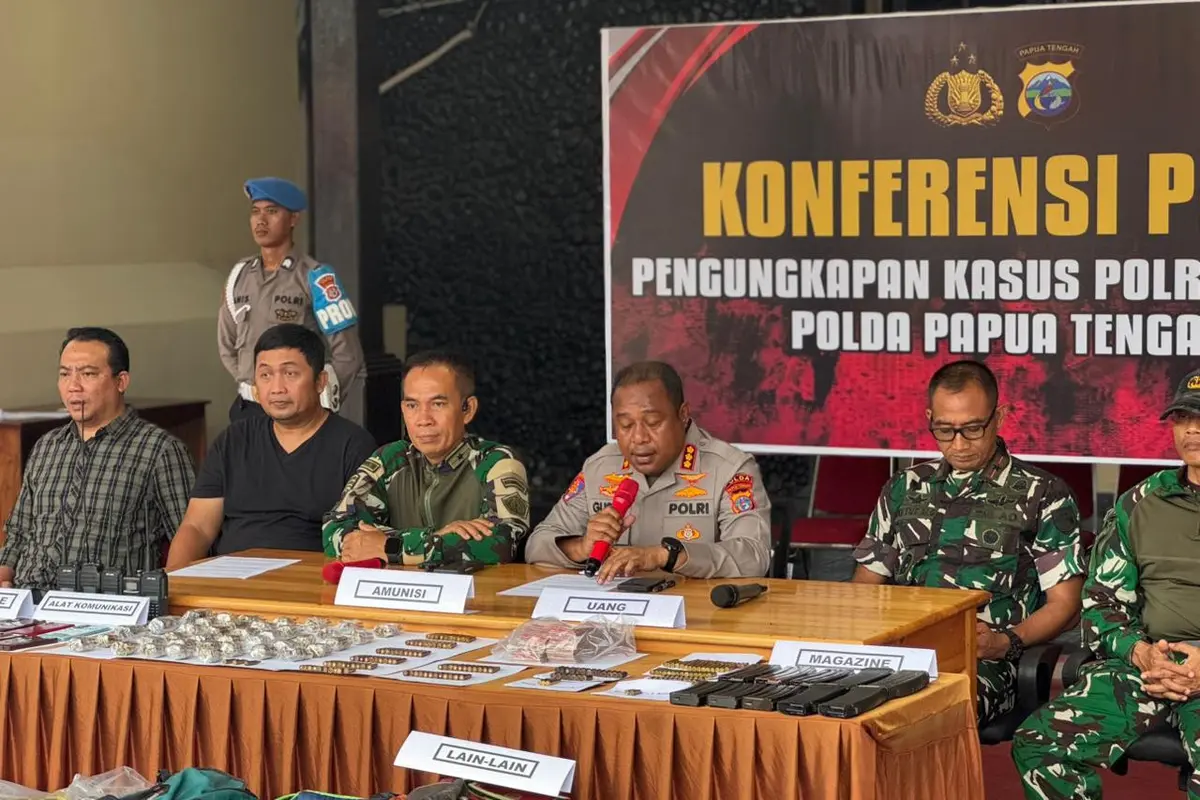 Konferensi pers pengungkapan kasus Polres Nabire, Polda Papua Tengah.