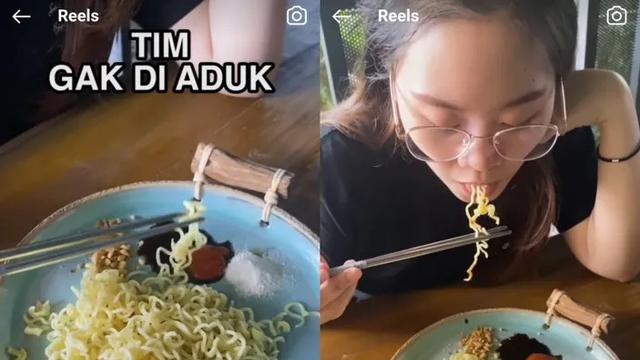 6 Potret Makan Mi Goreng Tidak Diaduk Ini Nyeleneh