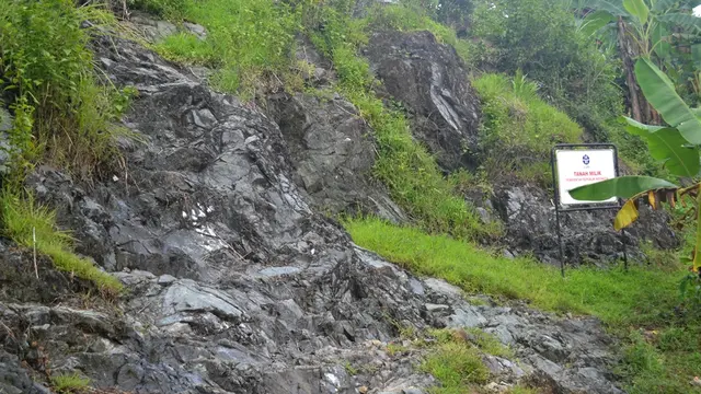 Penambangan dengan dinamit mengancam bukit-bukit purba di Kawasan Cagar Geologi Karangsambung. (Liputan6.com/Muhamad Ridlo)