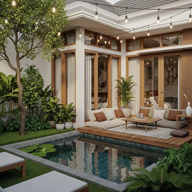 Model Sudut Belakang Rumah Kecil untuk Kebun Mini dan Tempat Santai Keluarga