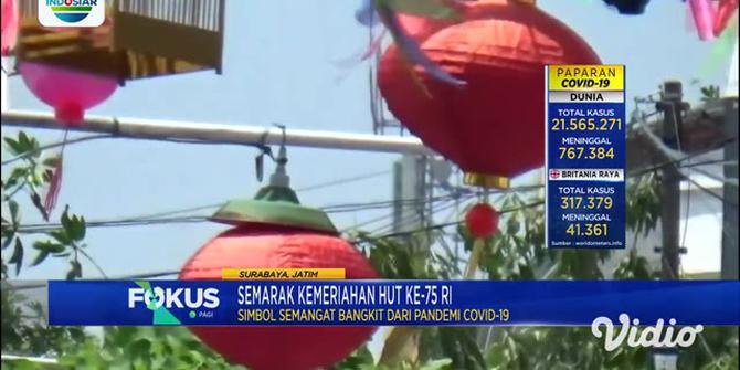 VIDEO: Ornamen Bernuansa Merah dan Putih Hiasi Kampung Mulyorejo Surabaya