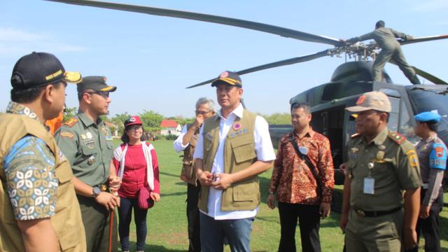 Kepala BNPB Doni Monardo tiba di Pati untuk kunjungan kerja di kawasan karst Pegunungan Kendeng. (Liputan6.com/Ahmad Adirin)