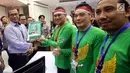 Partai Kebangkitan Bangsa (PKB) yang di wakili oleh Sekjen Abdul Kadir Karding mendaftarkan Partainya ke Komisi Pemilihan Umum (KPU) Jakarta, Senin (16/10). PKB resmi mendaftar sebagai peserta Pemilu 2019. (Liputan6.com/JohanTallo)