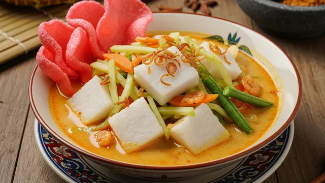 Resep Ketupat Sayur Betawi dengan Kerupuk Merah