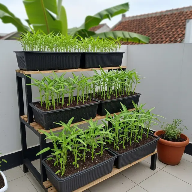 Desain Kebun Kangkung Vertikal
