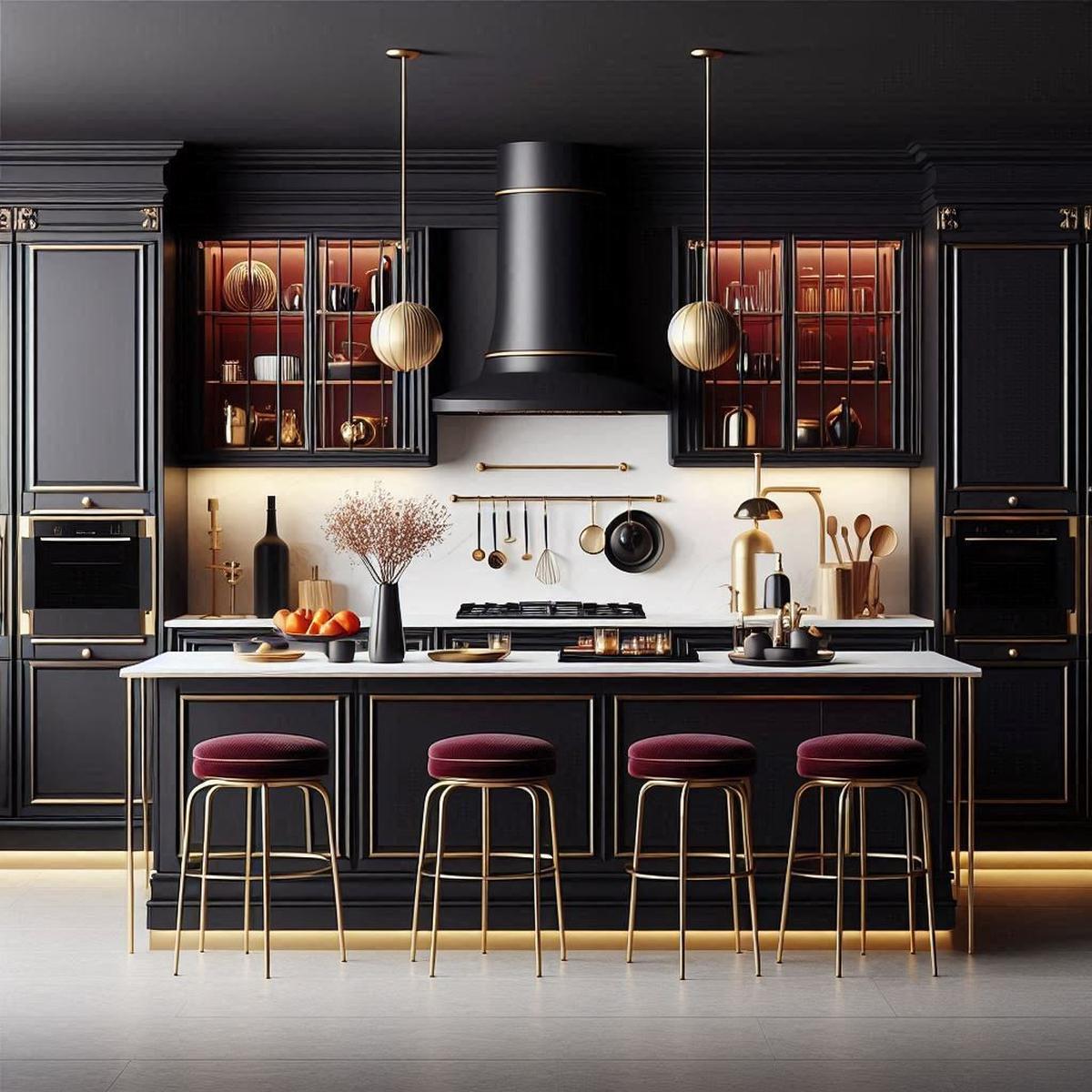 Desain Dapur Warna Merah Hitam