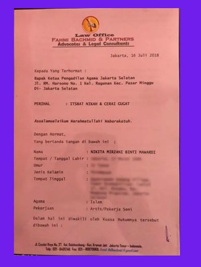 [Bintang] Surat cerai Nikita Mirzani