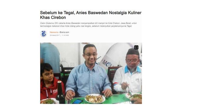 <p>Cek Fakta foto Anies Baswedan makan babi guling</p>