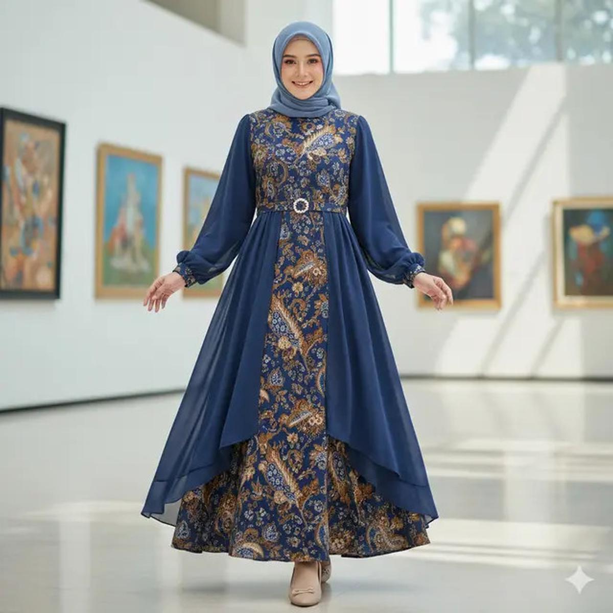 7 Model Gamis Terbaru Batik Kombinasi Sifon, Tampil Anggun dan Elegan di Setiap Acara