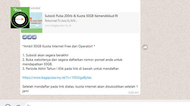 Cek Fakta Liputan6.com menelusuri informasi pembagian kuota internet 50 GB periode akhir tahun dari Kemendikbud