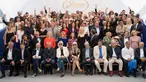 Para pemain film dan sutradara berpose bersama saat menghadiri Festival Film Cannes ke-70 di Perancis, Selasa (23/5). Festival Film Cannes adalah salah satu festival film paling bergengsi di dunia. (Arthur Mola/Invision/AP)