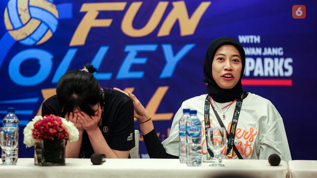 Foto: Tingkah Usil Megawati dan Setter Andalan Red Sparks saat Konferensi Pers Jelang Laga Fun Volleyball 2024