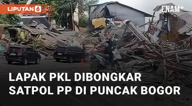 Pada Senin siang (24/6/2024), Satpol PP membongkar ratusan lapak PKL. Pembongkaran ini terjadi di sepanjang jalan raya Puncak, Bogor