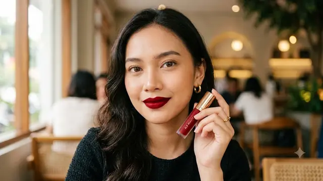 Ilustrasi Lipstik Warna Maroon/AI Generated