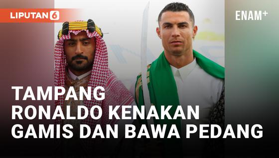 VIDEO: Sambil Pakai Gamis dan Bawa Pedang, Cristiano Ronaldo Meriahkan Founding Day