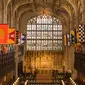 Lokasi pernikahan Pangeran Harry dan Meghan Markle di Kapel St George, Kastil Windsor, London, Inggris, Minggu (11/2). Kapel di pekarangan Istana Windsor ini kerap dipakai lokasi pernikahan anggota keluarga kerajaan. (AFP PHOTO/POOL/Dominic Lipinski)