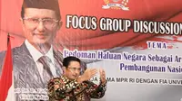Fadel Muhammad membuka FGD yang bertema 'Pedoman Haluan Negara Sebagai Arah Perencanaan dan Pembangunan Nasional'