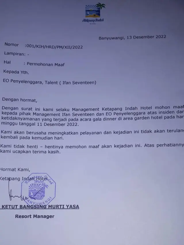 Pihak Hotel Langsung Buka Suara usai Ifan Seventeen Ngamuk Diberhentikan Paksa Saat Manggung. (instagram.com/ifanseventeen)
