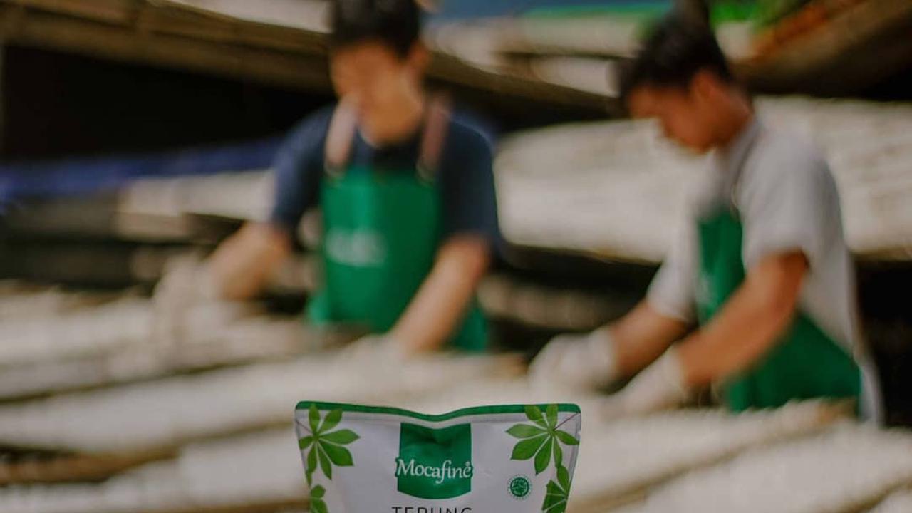 Tepung Mocaf yang terbuat dari bahan baku singkong.