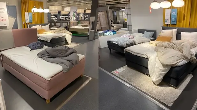 Terjebak Badai Salju, Karyawan dan Pelanggan Tidur di Kasur Pajangan IKEA