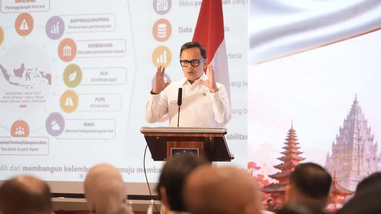 Wamendagri Bima Arya Sugiarto saat memberikan sambutan pada Seminar Administrasi Pemerintahan Daerah Jepang-Indonesia Tahun 2026 di Jakarta.
