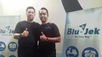 Garett Kartono dan Michael Manuhutu, Founder Blu-Jek, usai berbincang mengenai layanan Blu-Jek (Liputan6.com/Corry Anestia)