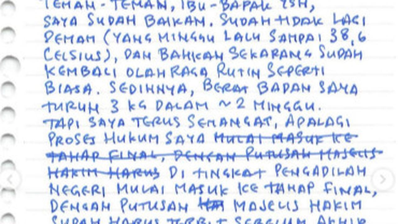 Thomas Lembong Curhat di Secarik Kertas dari Balik Jeruji Besi
