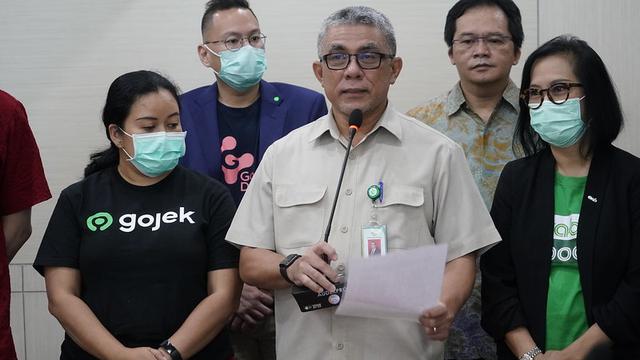 Penandatanganan MoU Kemenkes dengan Gojek, Grab, Halodoc