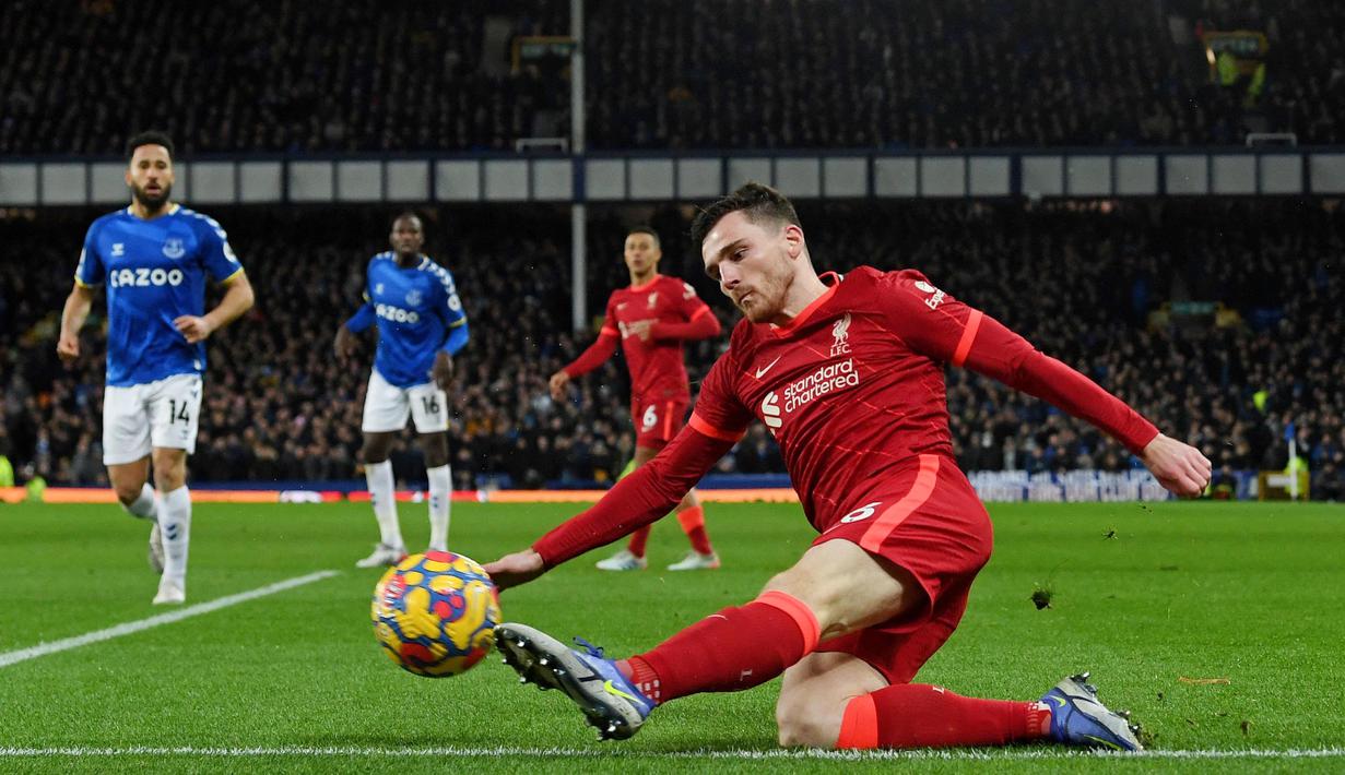 Ini merupakan kemenangan ketiga Liverpool secara beruntun. The Reds juga begitu dominan di Derby Merseyside dengan catatan tak terkalahkan dalam 11 laga di Goodison Park. (AFP/Paul Ellis)