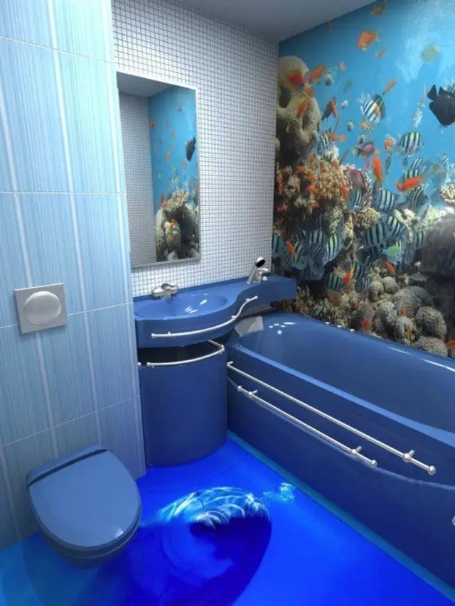 6 Potret Lantai Kamar Mandi Mewah 3D, Ada yang Bikin Pusing