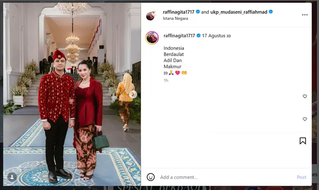 Raffi dan Gigi Tampil Kompak dan Serasi Mengenakan Baju Merah