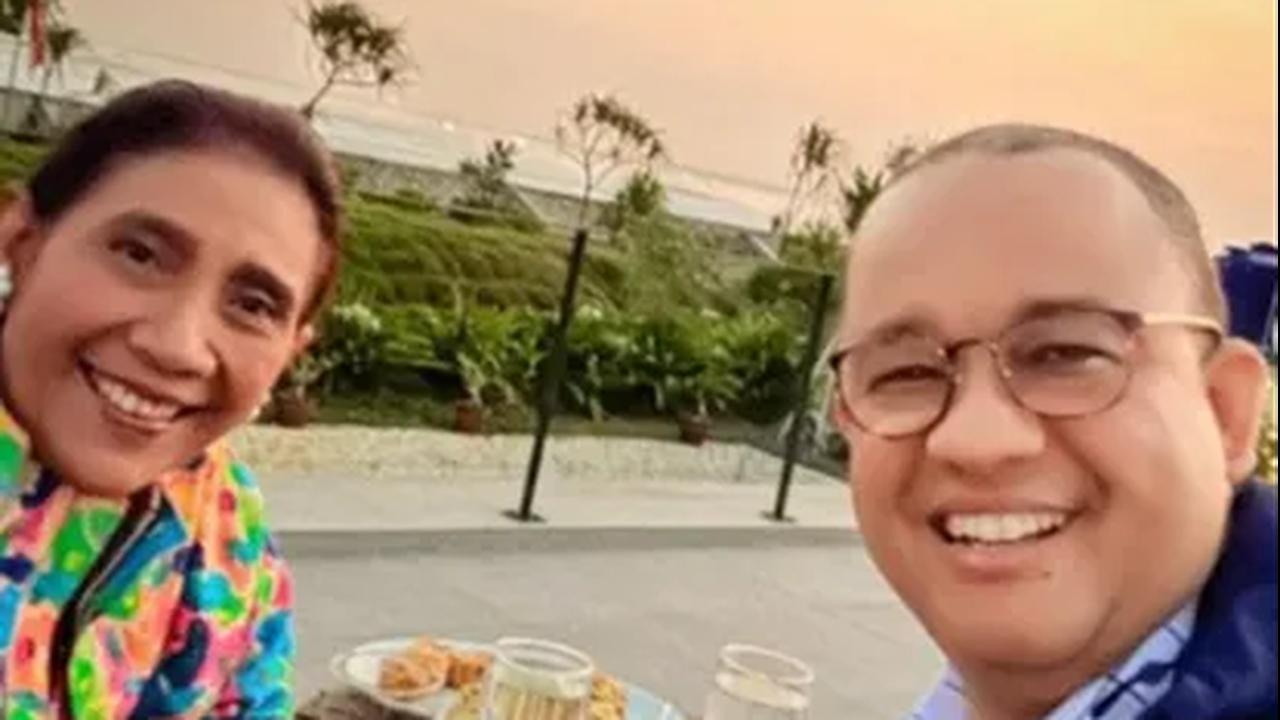 Bakal Capres Koalisi Perubahan Anies Baswedan akrab ketika menemui mantan Menteri KKP Susi Pudjiastuti di Pangandaran, Jawa Barat, kemarin. Bagaimana peluang Susi menjadi calon wakil presiden mendampingi Anies?