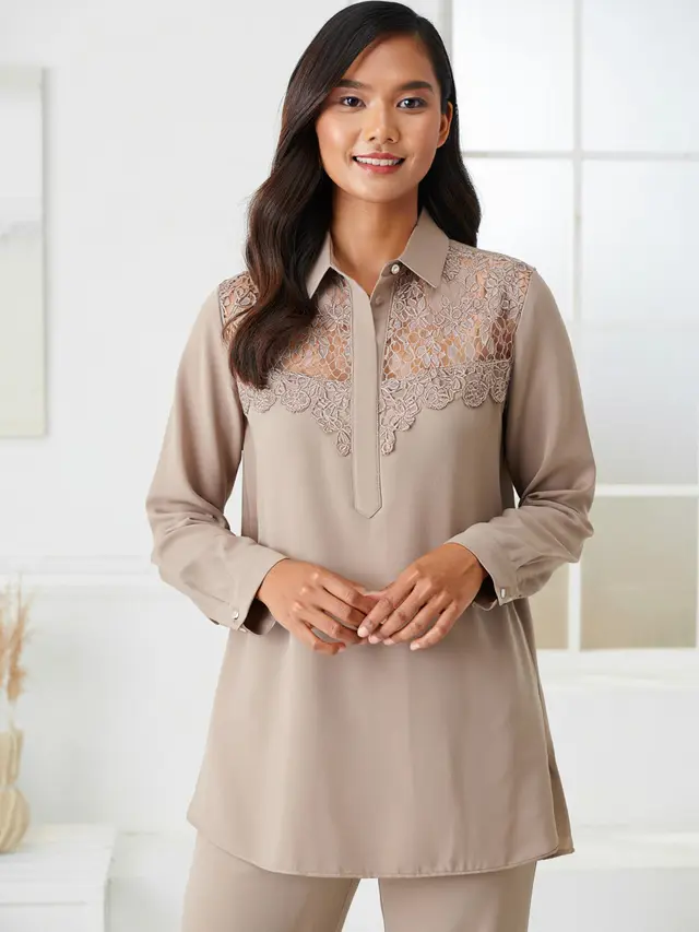 Baju Brokat Kombinasi French Lace Import