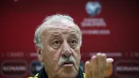 Pelatih tim nasional Spanyol, Vicente del Bosque, belum bisa berkomentar soal cedera Alvaro Morata dan David Silva. (AFP/NIKOLAY DOYCHINOV)