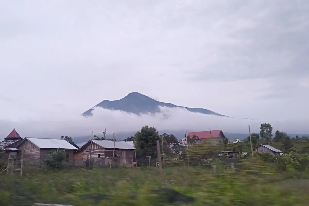 Gunung Masurai terlihat dari Desa Sungai Lalang, Kecamatan Lembah Masurai, Kabupaten Merangin, Jambi. (Liputan6.com/Gresi Plasmanto)