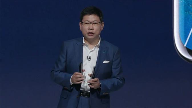 CEO Huawei Mobile, Richard Yu, tampil di dalam acara peluncuran Huawei Mate 20 Pro dan Mate 20. (Doc: Huawei)