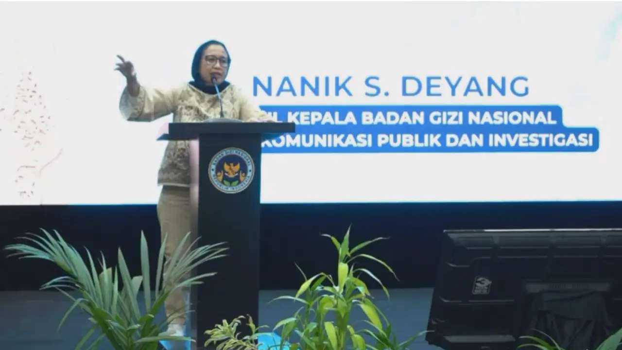 Wakil Kepala Badan Gizi Nasional (BGN) Nanik Sudaryati Deyang dalam acara Sosialisasi dan Penguatan Tata Kelola MBG serta Pengawasan dan Pemantauan SPPG di Kabupaten dan Kota Pasuruan, Jawa Timur, Kamis 11 Desember 2025 (Istimewa)