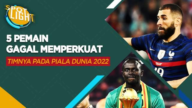 Berita video spotlight kali ini membahas tentang lima pemain yang batal bermain di Piala Dunia 2022 karena cedera, salah satunya ialah Sadio Mane.
