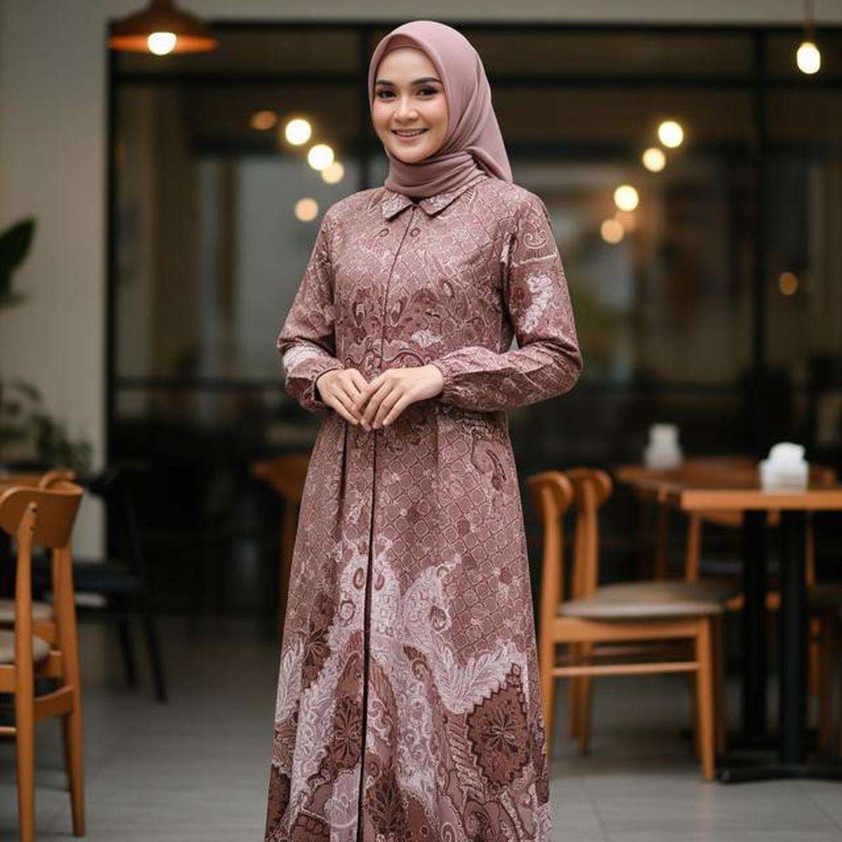 7 Model Gamis Mauve &amp; Mocha yang Diprediksi Menjadi Tren 2026