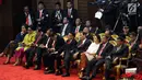 Jajaran menteri Kabinet Kerja menghadiri Sidang Tahunan MPR 2018 di Gedung Nusantara, Senayan, Jakarta, Kamis (16/8). Pada Sidang Tahunan MPR RI 2018 kali ini, Presiden RI Joko Widodo akan menyampaikan pidato kenegaraan. (Liputan6.com/Johan Tallo)