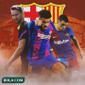 Barcelona - Luuk De Jong, Philippe Coutinho, Pedri (Bola.com/Adreanus Titus)