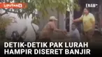 Ngeri! Banjir Banyuwangi Nyaris Hanyutkan Lurah Beserta Motornya