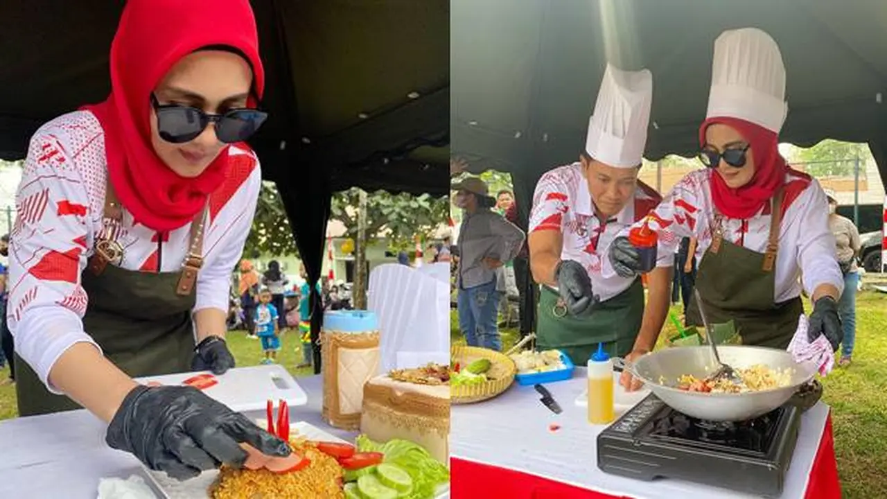 7 Potret Kompak Juliana Moechtar dan Suami saat Ikut Lomba Masak Agustusan