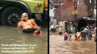 Aksi warga saat banjir (Sumber: Twitter/kirekswasta/sujuable)