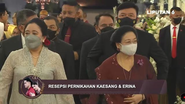 Presiden kelima RI Megawati Soekarnoputri menghadiri pernikahan Kaesang dan Erina. (tangkapan layar youtube Liputan6.com)