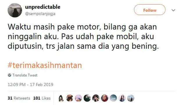 Deretan Twit Kocak Terima Kasih Mantan, Ngenes tapi Bikin Tertawa