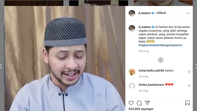 Unggahan Abdul Kadir. (Foto: Dok.  Instagram @d_kadoor)