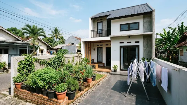 Desain Rumah dengan Kebun dan Area Jemur dalam Satu Lahan/AI Generated