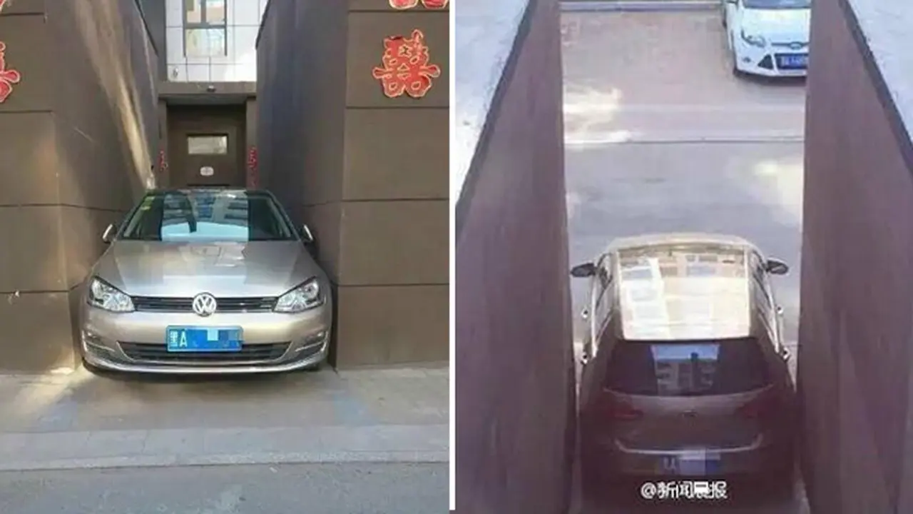 Tak Ada Tempat Parkir, Wanita Ini Malah Parkir di Lorong Sempit